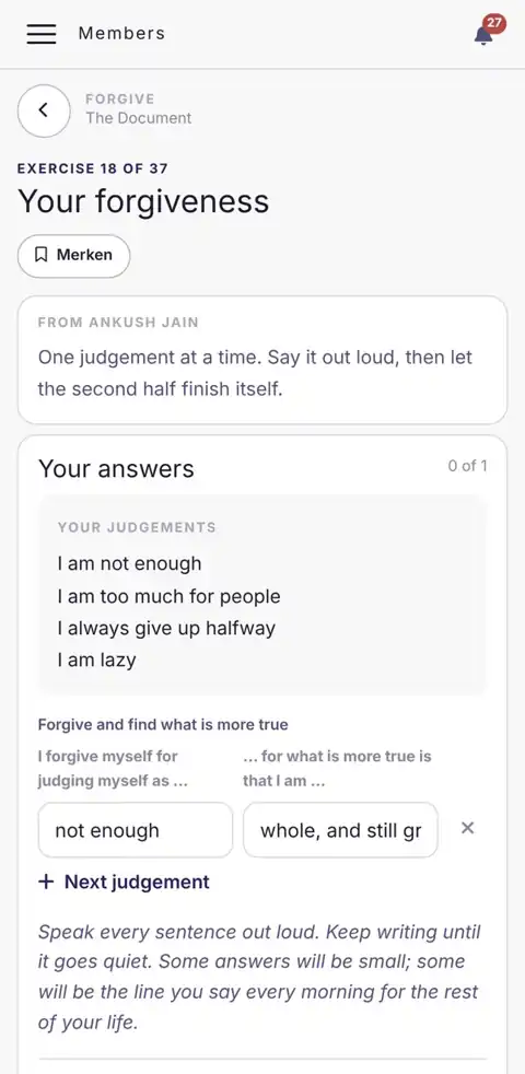 The forgiveness exercise of The Document course, with share with your coach