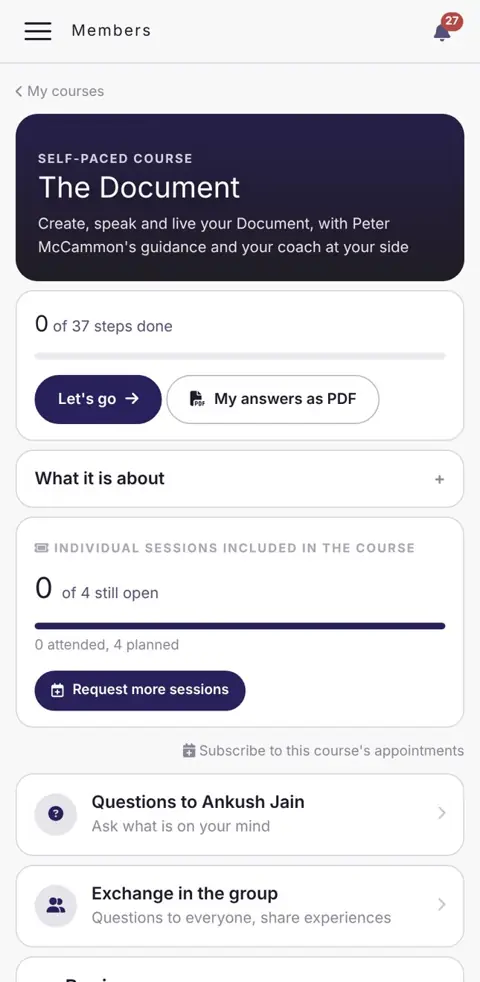The Document course in the Powerful Immersions app